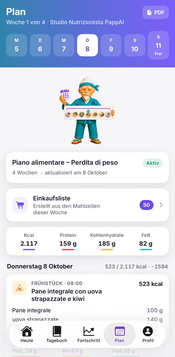 Die Patienten-App: der von der Fachkraft zugewiesene Plan