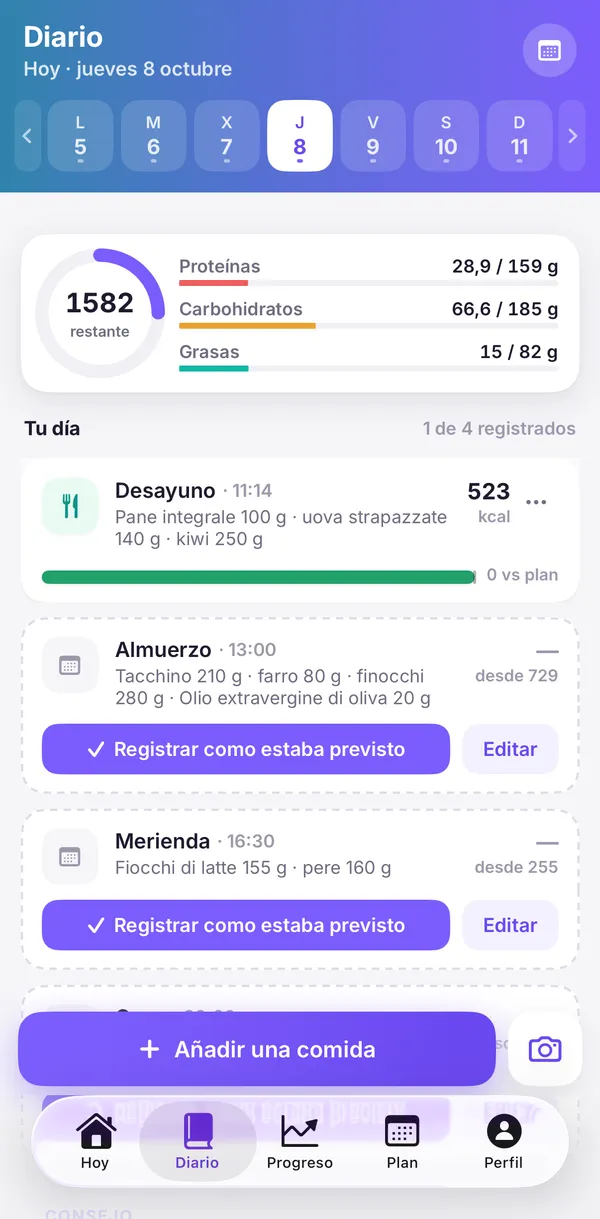 La app del paciente: el diario de comidas