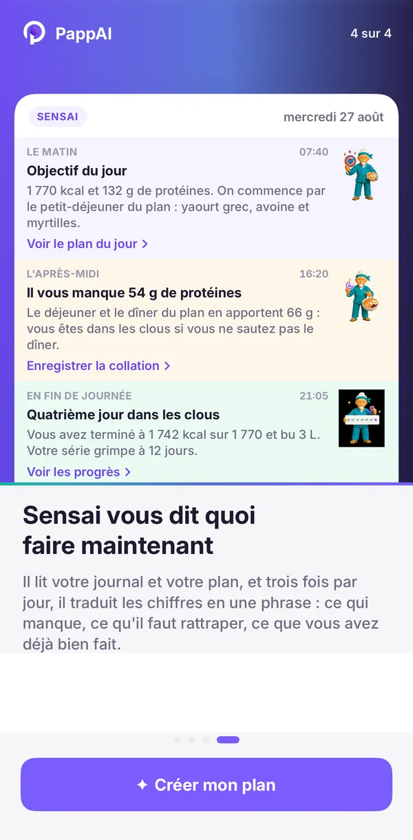 Écran de l'application : SensAI et les rappels
