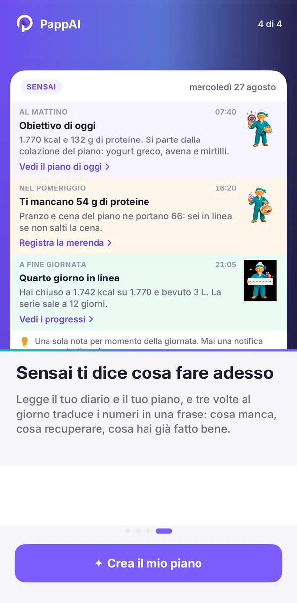 Schermata dell'app: SensAI e i promemoria